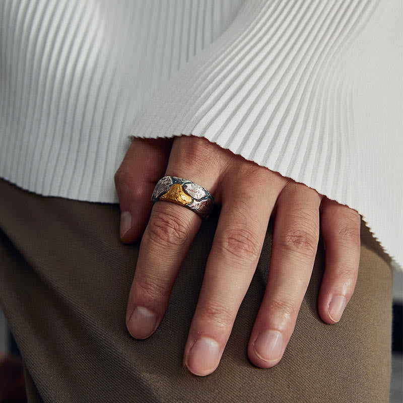 WorldNorse Handgefertigtes 999 Gold Mehrfarbiger Strukturierter Ring - image 5