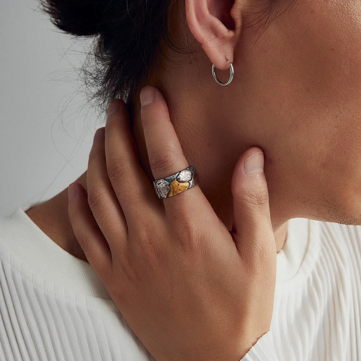 WorldNorse 999 Sterling Gold Mehrfarbiger Strukturierter Ring - image 1