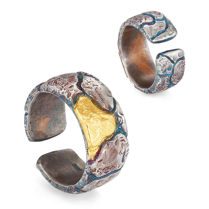 WorldNorse Handgefertigtes 999 Gold Mehrfarbiger Strukturierter Ring - image 4