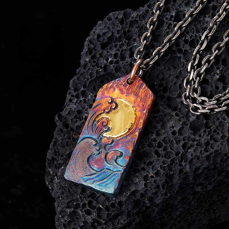 WorldNorse Handgefertigtes Halskette mit Wellenmond aus 999er Gold - Mit Kette - NEIN DANKE - image 0