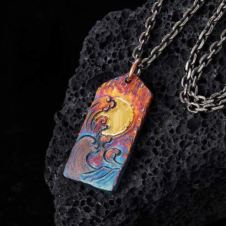 WorldNorse Handgefertigtes Halskette mit Wellenmond aus 999er Gold - Mit Kette - NEIN DANKE - image 0