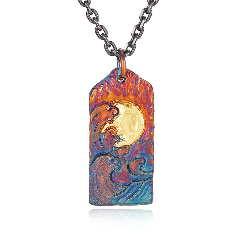 WorldNorse Handgefertigtes Halskette mit Wellenmond aus 999er Gold - image 2