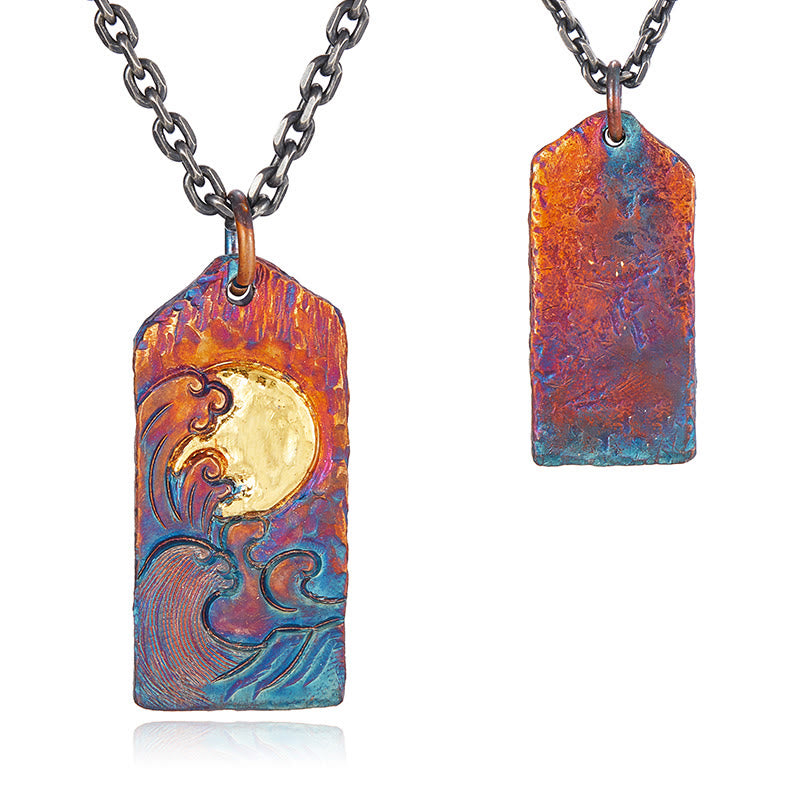 WorldNorse Handgefertigtes Halskette mit Wellenmond aus 999er Gold - image 3