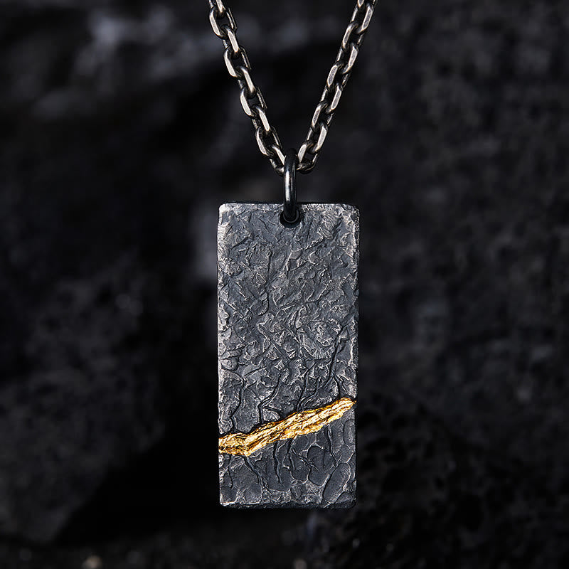 WorldNorse Handgefertigtes Halskette aus 999er Silber mit dunkler Textur und rauer Oberfläche - Mit Kette - NEIN DANKE - image 0