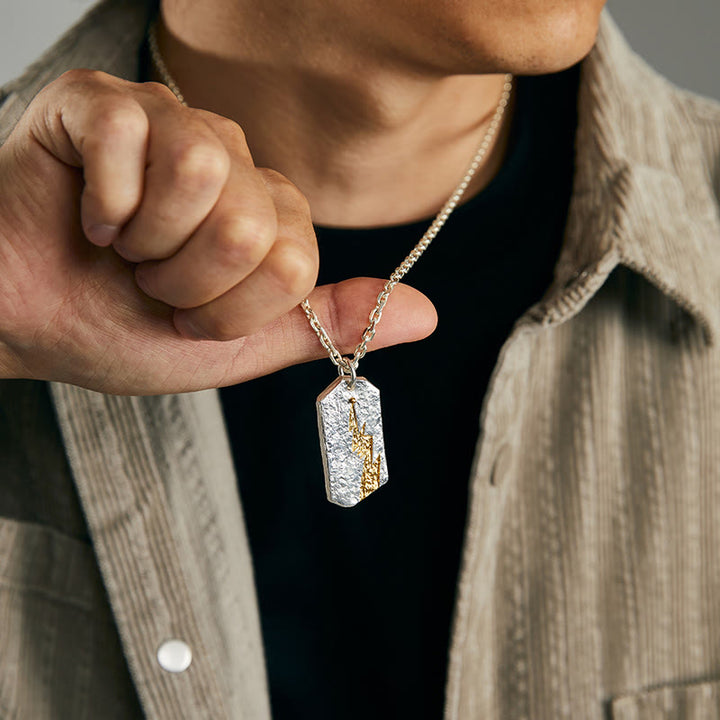 WorldNorse 999 Sterling Silber Strukturierte Blitz Halskette - image 5