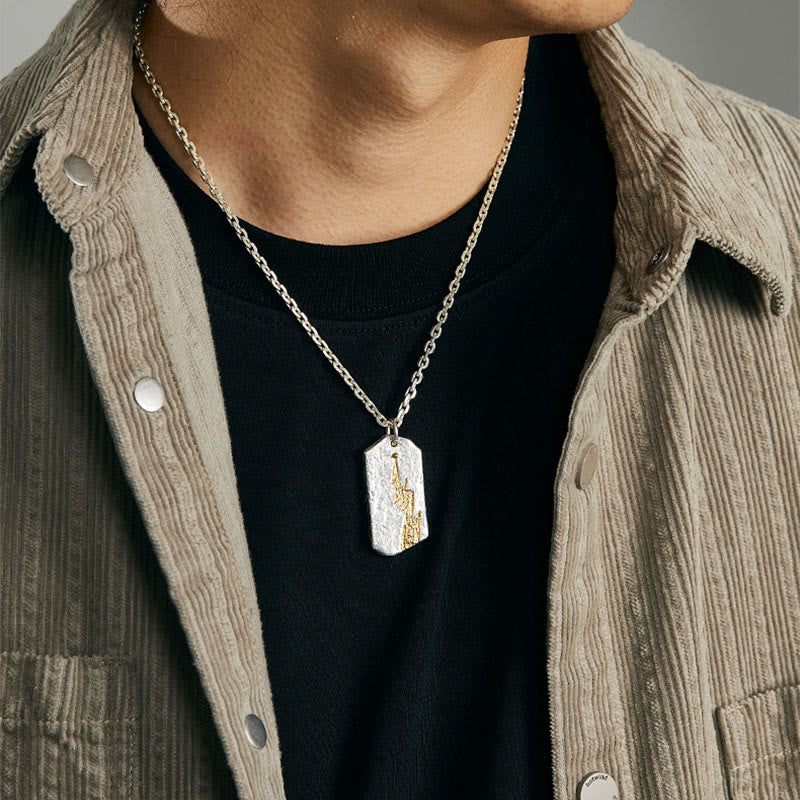 WorldNorse 999 Sterling Silber Strukturierte Blitz Halskette - image 1