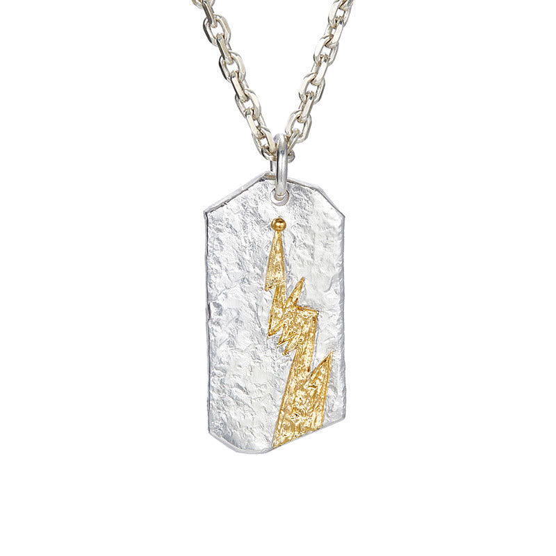 WorldNorse 999 Sterling Silber Strukturierte Blitz Halskette - image 2