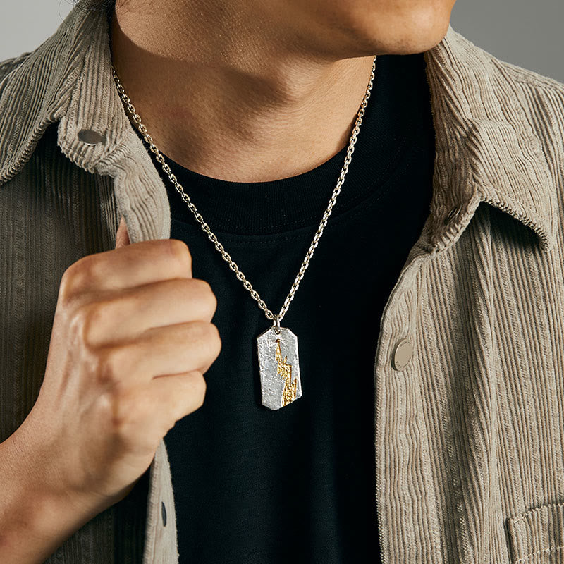 WorldNorse 999 Sterling Silber Strukturierte Blitz Halskette - image 4