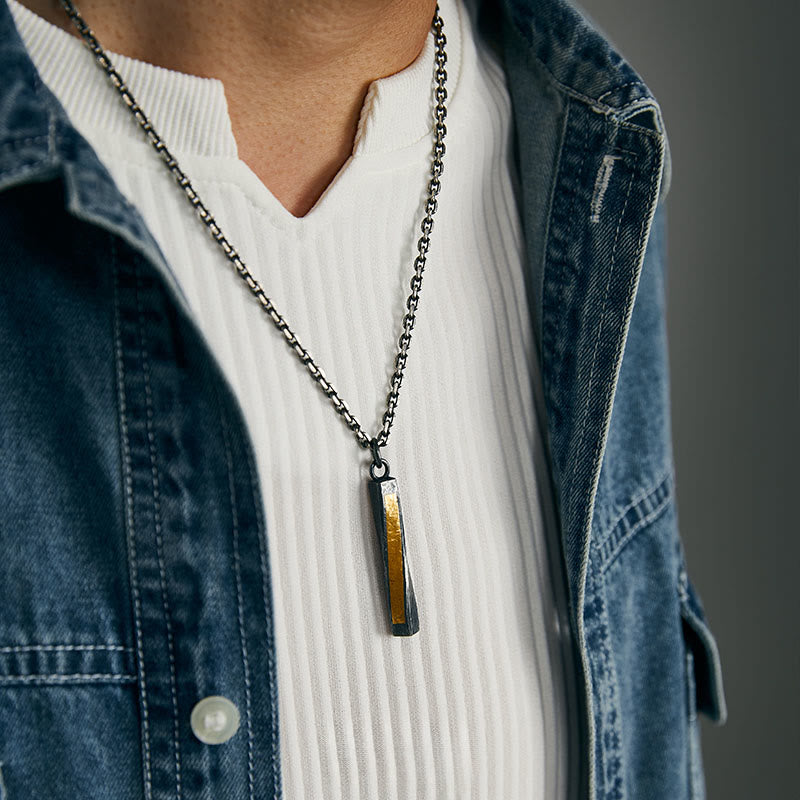 WorldNorse – Halskette aus 999 Sterlingsilber mit strukturiertem, gedrehtem Stab - image 1