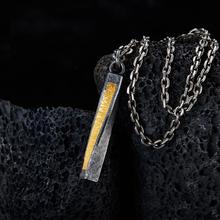 WorldNorse – Halskette aus 999 Sterlingsilber mit strukturiertem, gedrehtem Stab - Mit Kette - image 0