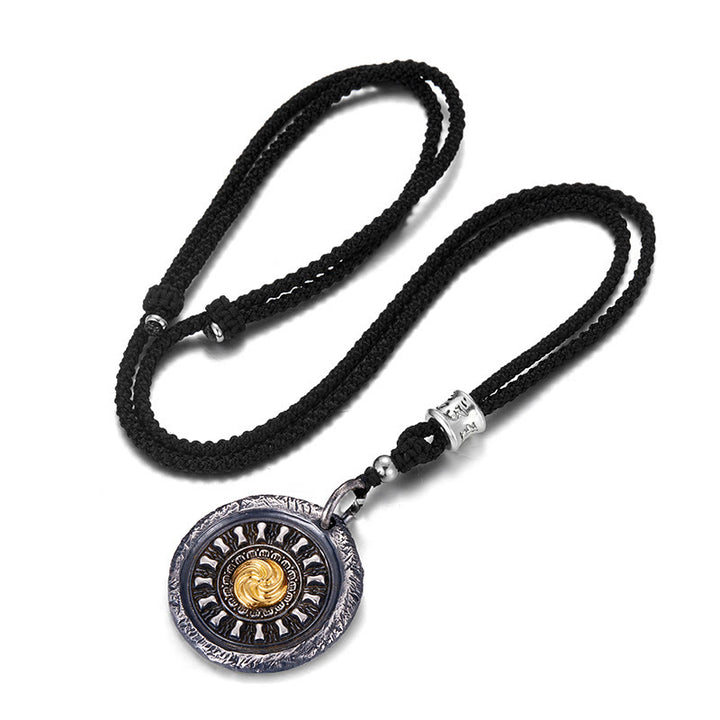 WorldNorse Handgefertigtes Halskette mit Spiral- Rune aus 999er Silber - Mit Baumwollseil - NEIN DANKE - image 3