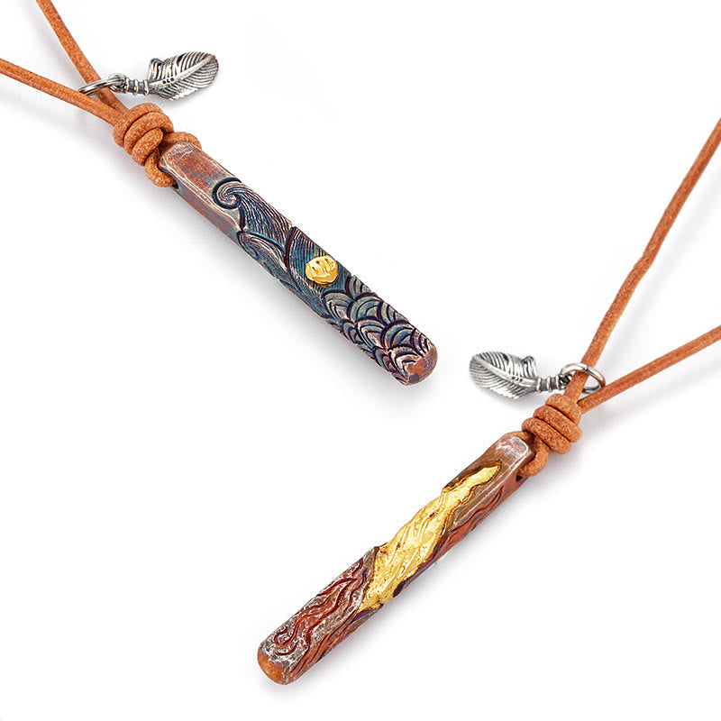 WorldNorse Handgefertigtes Halskette aus 999 Gold mit strukturiertem Wellen-Feder-Akzent - image 5