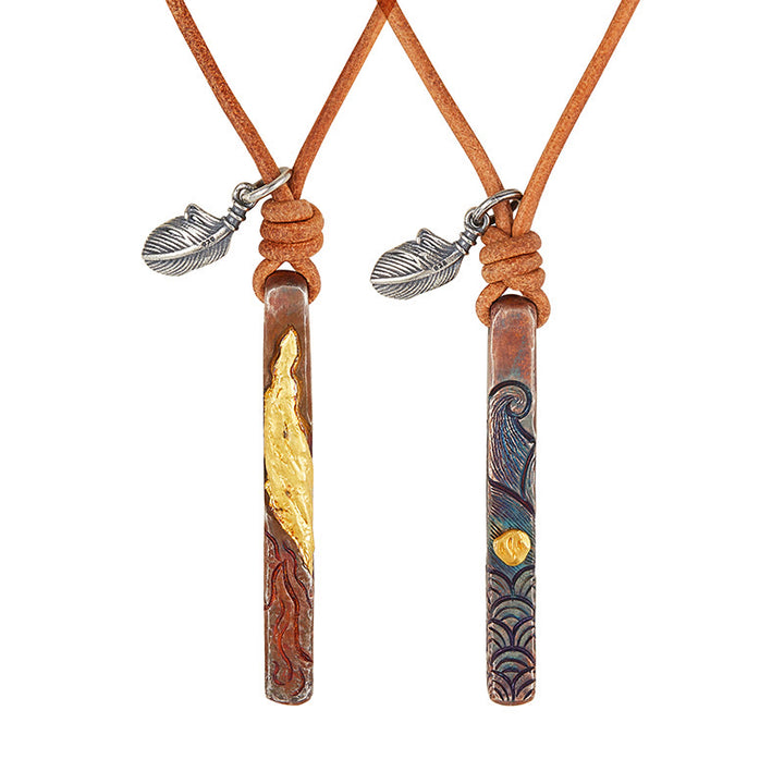 WorldNorse Handgefertigtes Halskette aus 999 Gold mit strukturiertem Wellen-Feder-Akzent - image 4