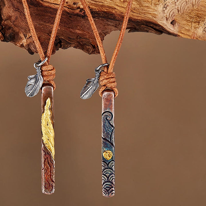 WorldNorse Handgefertigtes Halskette aus 999 Gold mit strukturiertem Wellen-Feder-Akzent - Ein Paar - image 6