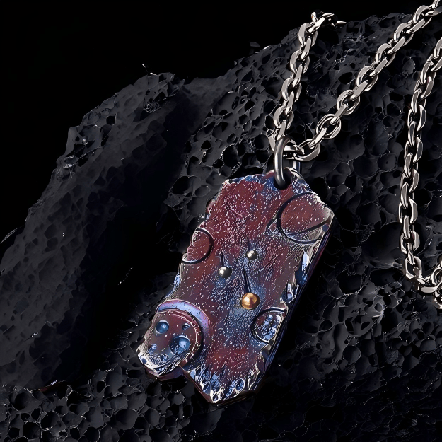 WorldNorse Halskette mit Gravur „Himmlischer Planet“ aus 999er Sterlingsilber - Mit Kette - image 0