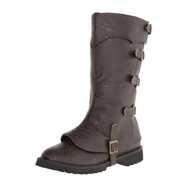 WorldNorse Kniehohe Stiefel mit mehreren Schnallen, strukturierter Oberfläche und Umschlagfunktion - image 6