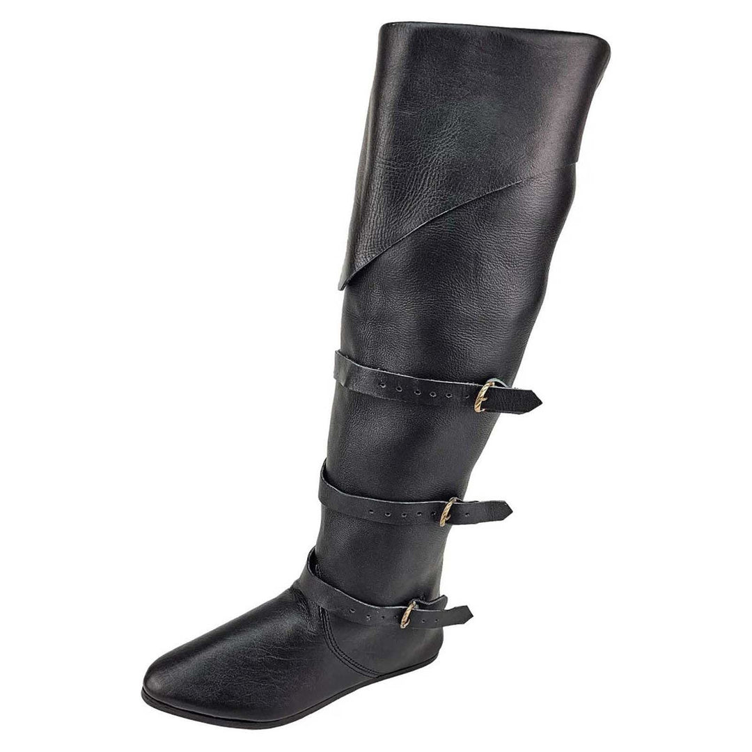 WorldNorse Rustikale, kniehohe Stiefel mit Riemenverzierungen und Umschlagverschluss - image 4