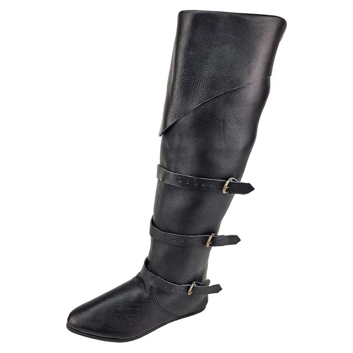 WorldNorse Rustikale, kniehohe Stiefel mit Riemenverzierungen und Umschlagverschluss - image 4