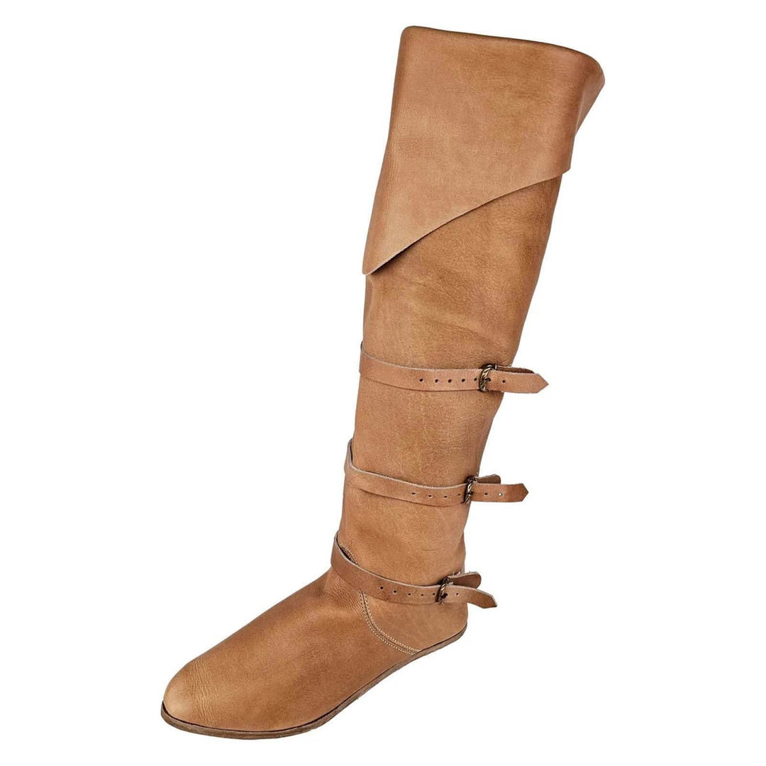 WorldNorse Rustikale, kniehohe Stiefel mit Riemenverzierungen und Umschlagverschluss - image 2
