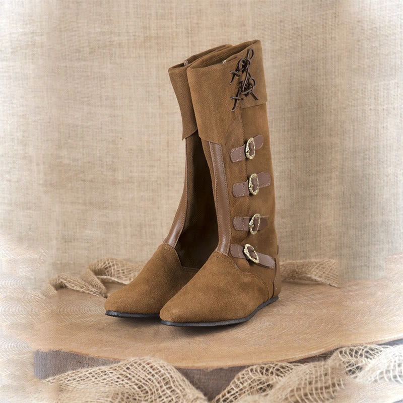 WorldNorse Schnürstiefel mit Schnallenverzierungen und umklappbarem Schaft, kniehoch. - image 1