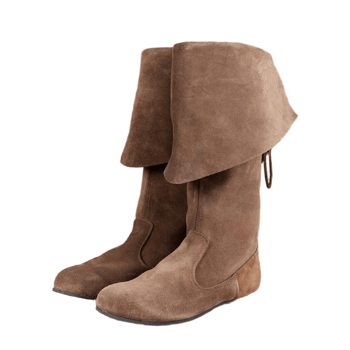 WorldNorse Wildleder-Kniestiefel mit umklappbarem Kordelzug - Braun - US 13 - image 0