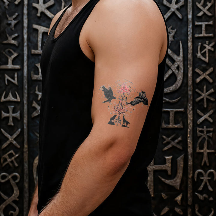 WorldNorse Raven Wolf Yggdrasil Rune Wasserdichte Tattoo-Aufkleber - image 5
