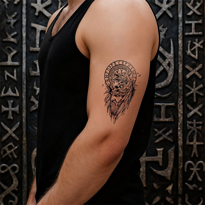 WorldNorse Gothic Vegvisir Raven Wasserdichte Tattoo-Aufkleber - image 5