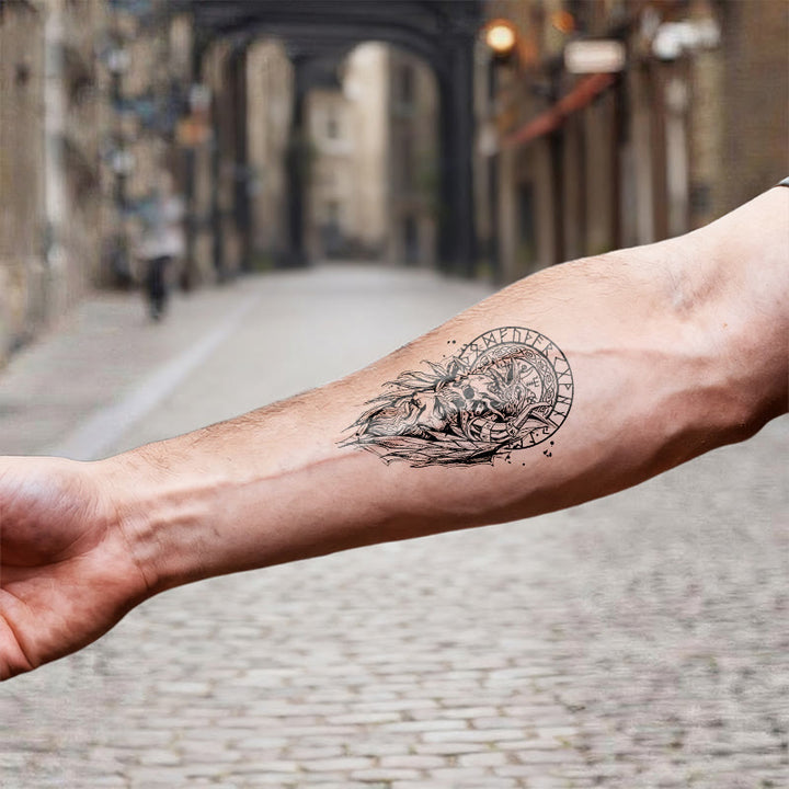 WorldNorse Gothic Vegvisir Raven Wasserdichte Tattoo-Aufkleber - image 6