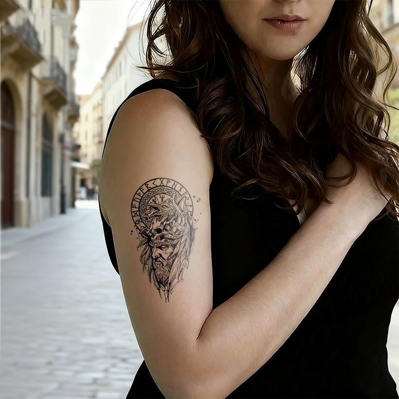 WorldNorse Gothic Vegvisir Raven Wasserdichte Tattoo-Aufkleber - image 2