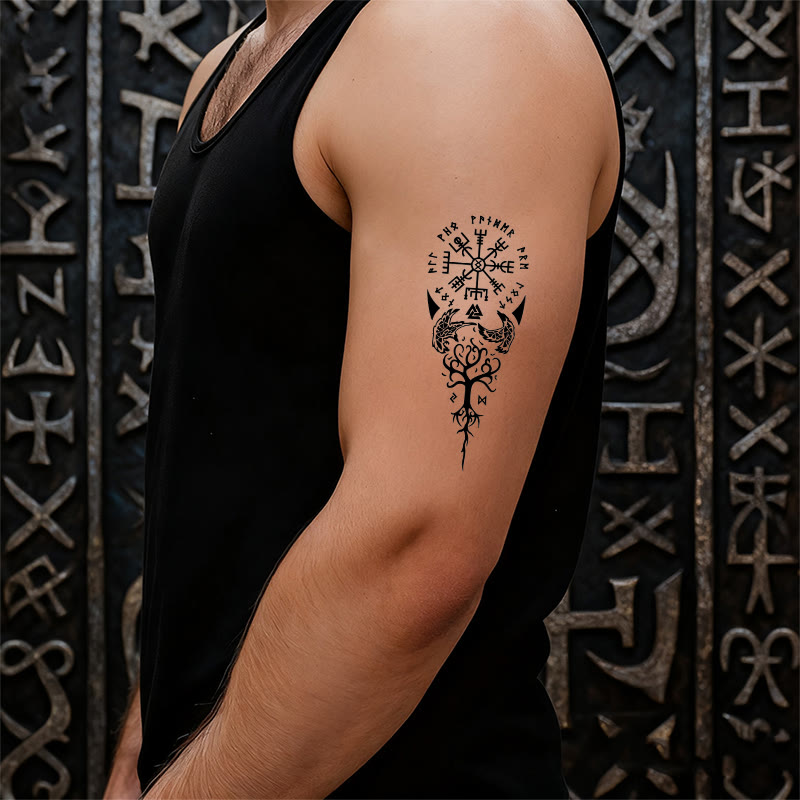 WorldNorse Valknut Baum des Lebens Wasserdichte Tattoo-Aufkleber - image 5