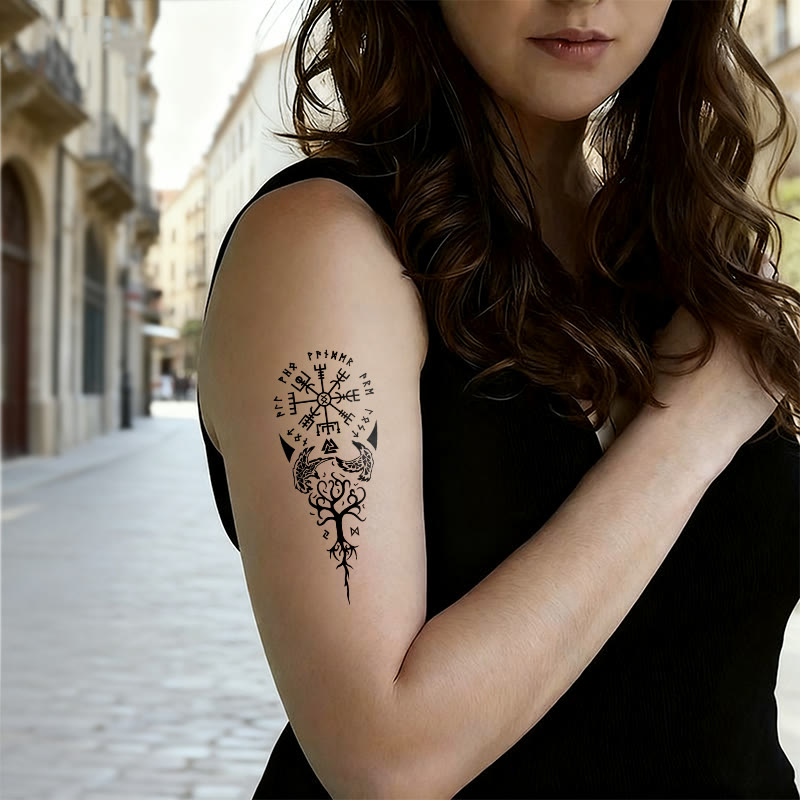 WorldNorse Valknut Baum des Lebens Wasserdichte Tattoo-Aufkleber - image 2