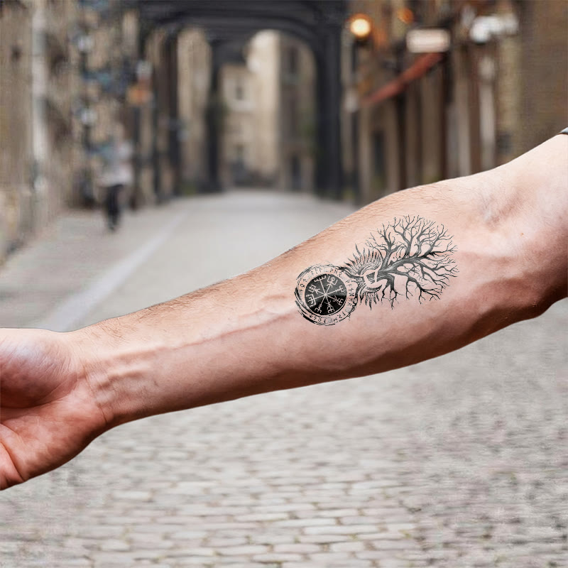 WorldNorse Vegvisir Yggdrasil Säulen-Wasserfeste Tattoo-Aufkleber - image 6