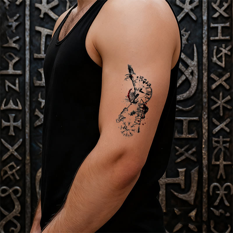 WorldNorse Grunge Nordische Waffe Chrono Blaze Wasserdichte Tattoo-Aufkleber - image 5