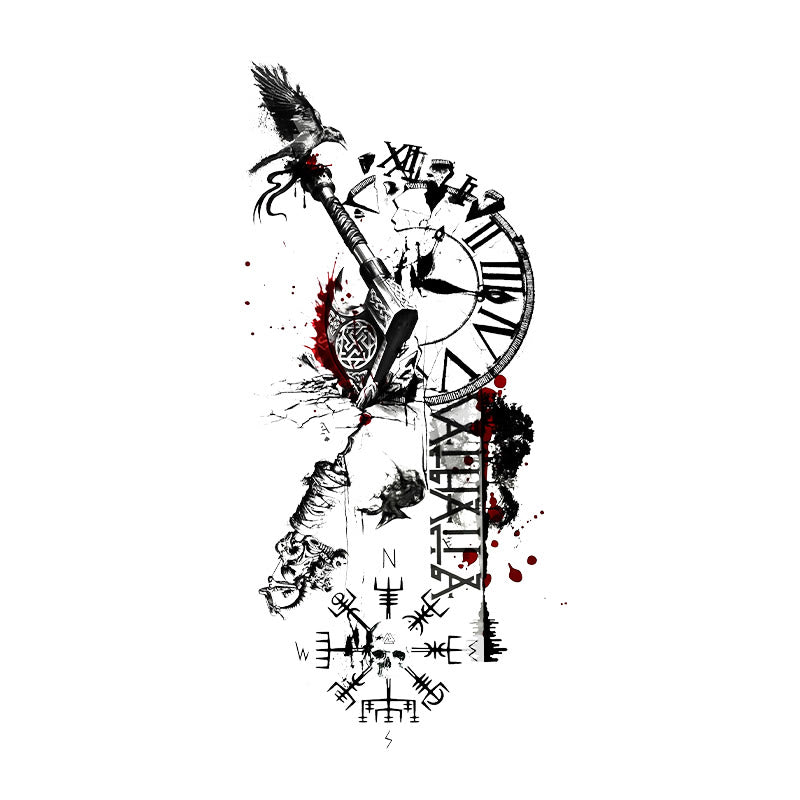 WorldNorse Grunge Nordische Waffe Chrono Blaze Wasserdichte Tattoo-Aufkleber - Zwei Teile - image 0