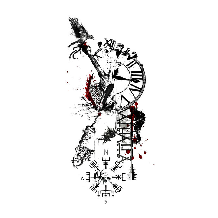 WorldNorse Grunge Nordische Waffe Chrono Blaze Wasserdichte Tattoo-Aufkleber - Zwei Teile - image 0