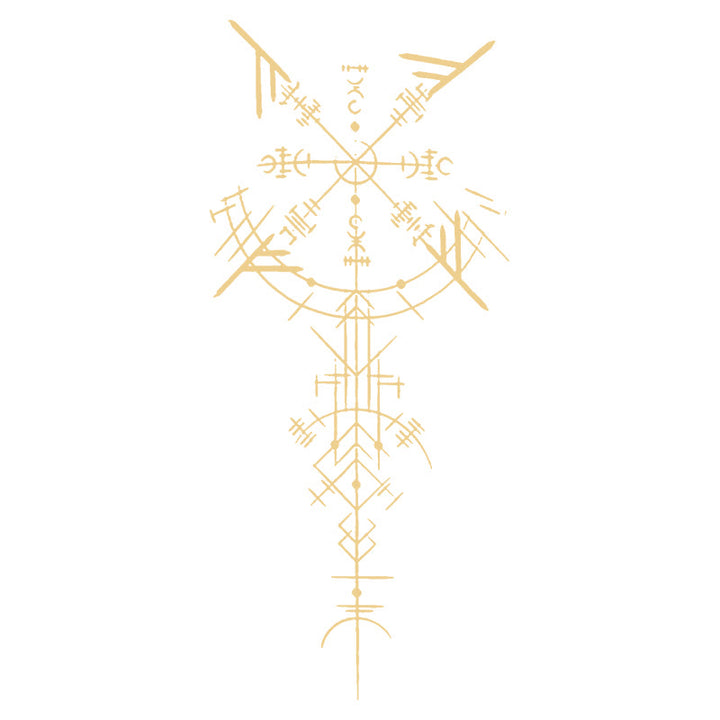 WorldNorse Vergoldete Vegvisir Lanze Wasserdichte Tattoo-Aufkleber - Zwei Teile - image 0