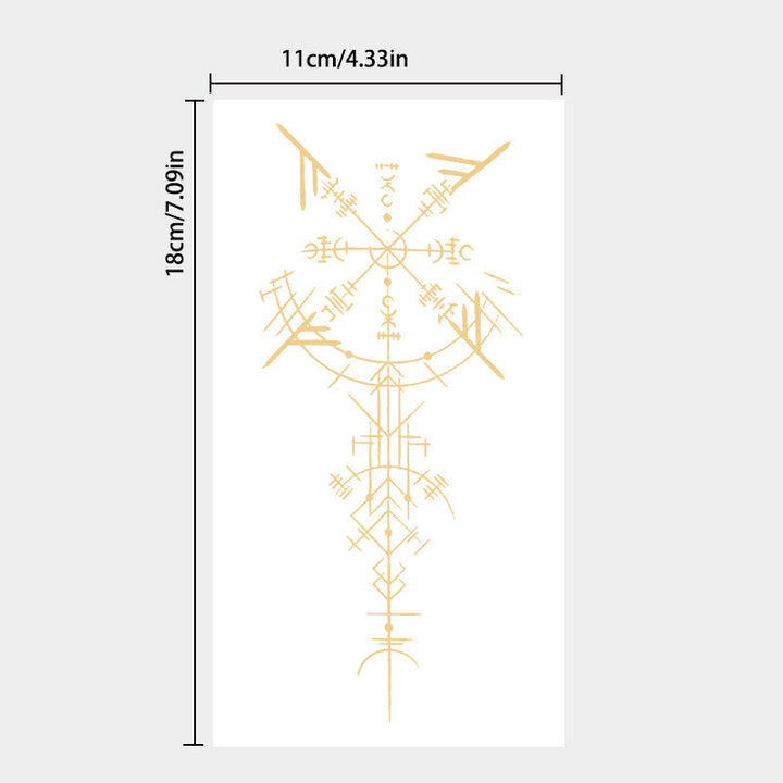 WorldNorse Vergoldete Vegvisir Lanze Wasserdichte Tattoo-Aufkleber - image 3