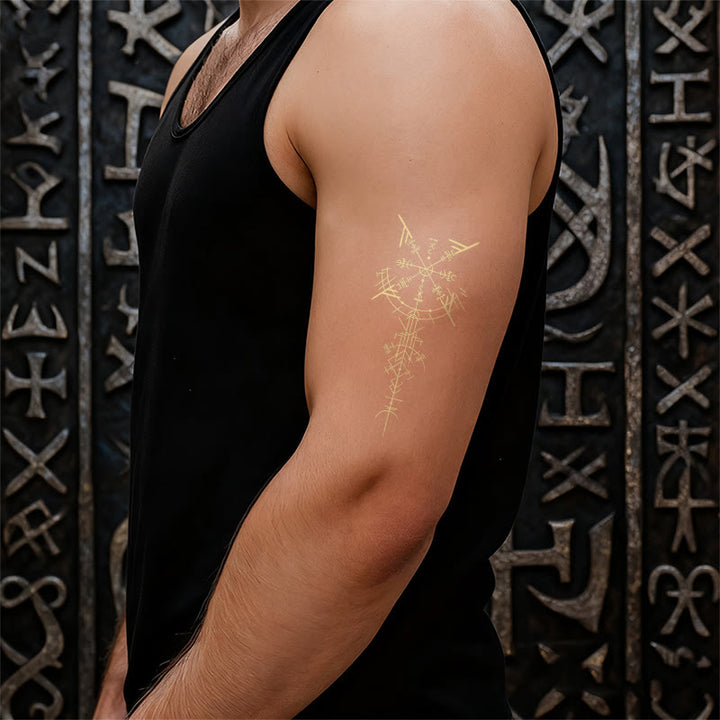 WorldNorse Vergoldete Vegvisir Lanze Wasserdichte Tattoo-Aufkleber - image 5
