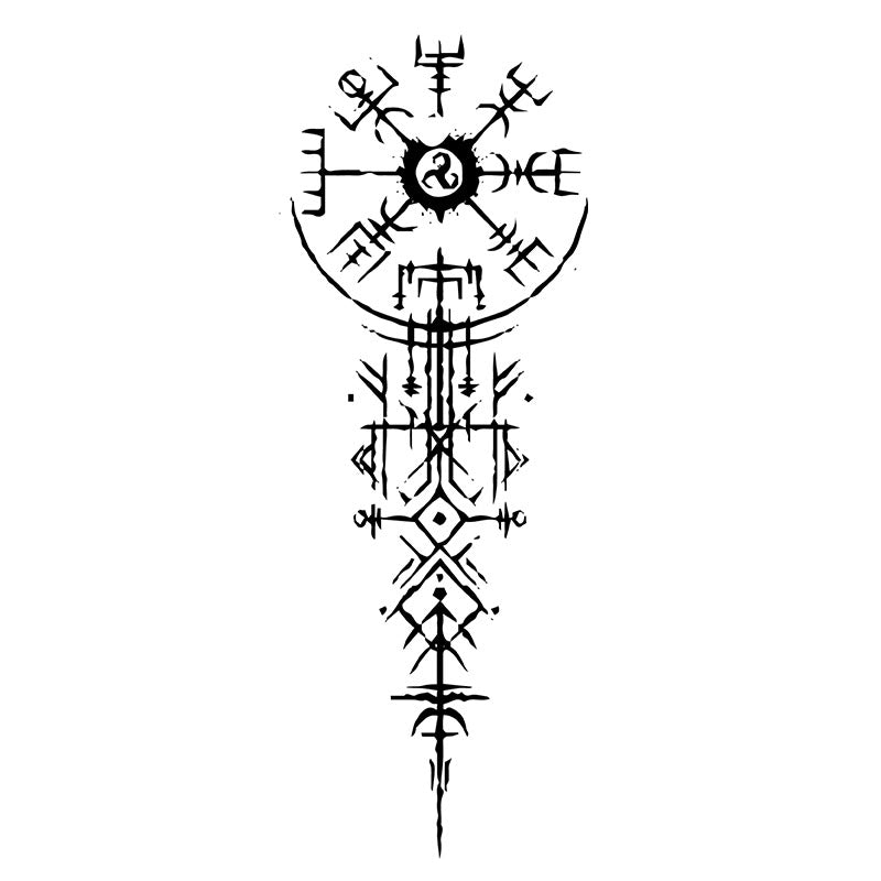 WorldNorse Architect Sigil Pillar Vegvisir Waterproof Tattoo Stickers - Zwei Teile - image 0
