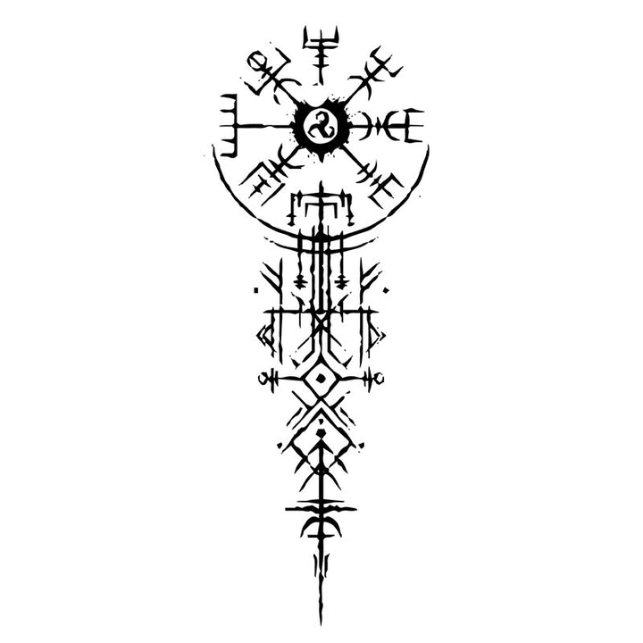 WorldNorse Architect Sigil Pillar Vegvisir Waterproof Tattoo Stickers - Zwei Teile - image 0