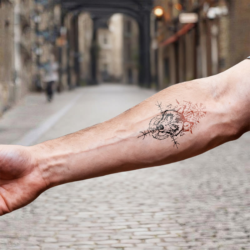 WorldNorse Fenrir Totem Blaze Wasserdichte Tattoo-Aufkleber - image 6