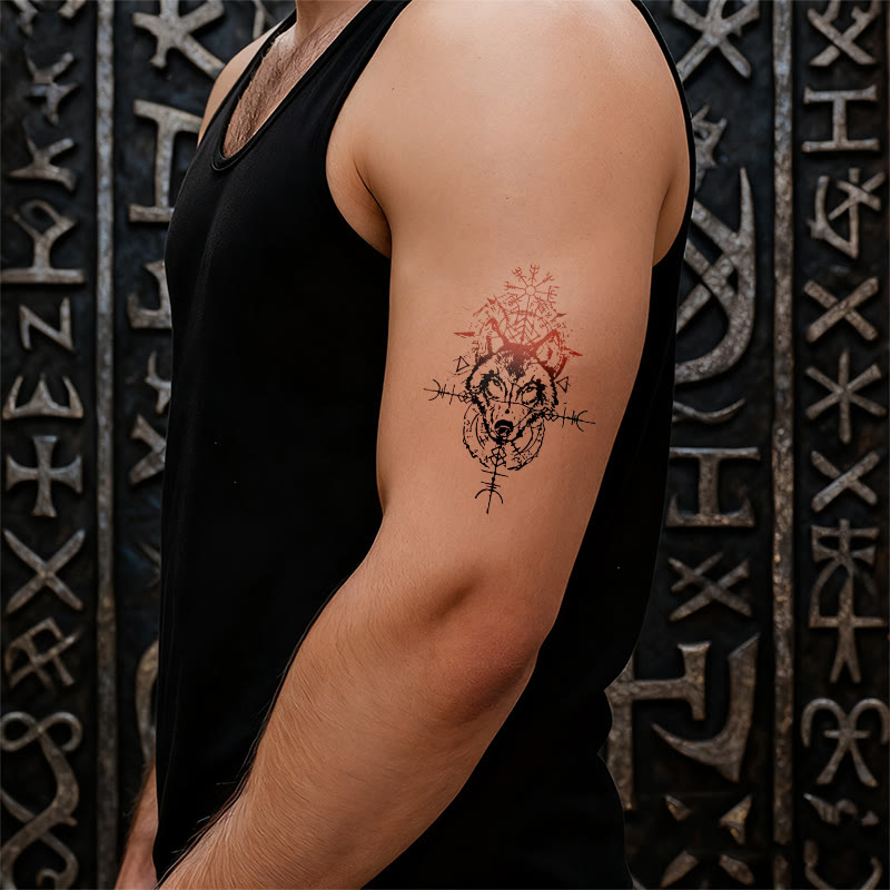 WorldNorse Fenrir Totem Blaze Wasserdichte Tattoo-Aufkleber - image 5