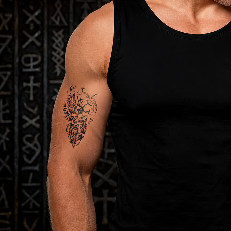 WorldNorse Seher Odin Totem Vegvisir Wasserdichte Tattoo-Aufkleber - image 1