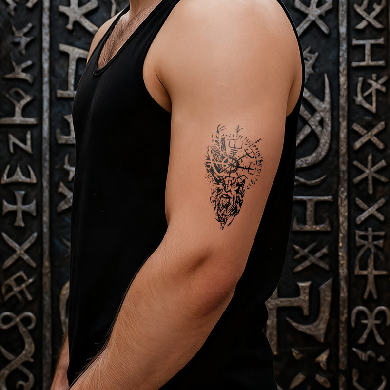 WorldNorse Seher Odin Totem Vegvisir Wasserdichte Tattoo-Aufkleber - image 5