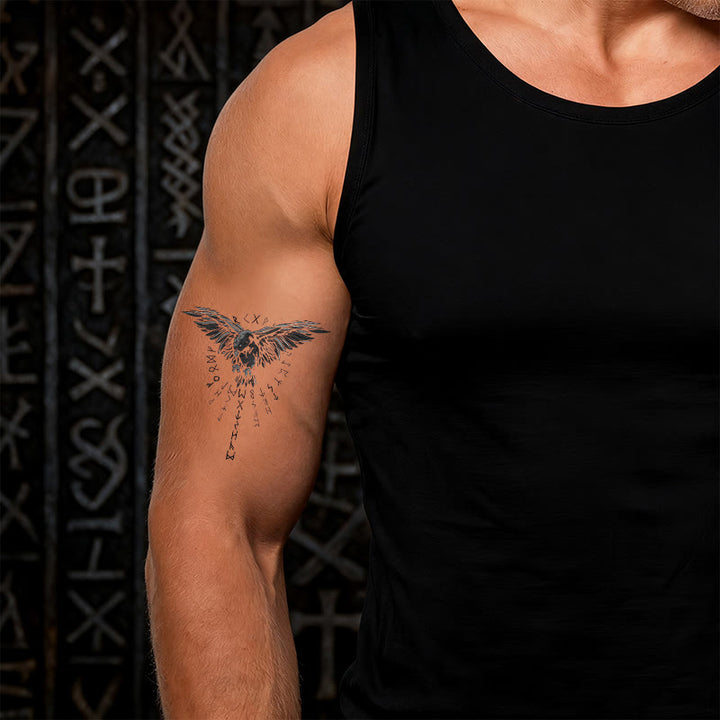 WorldNorse Viking Rune Cascade Raven Wasserdichte Tattoo-Aufkleber - image 1