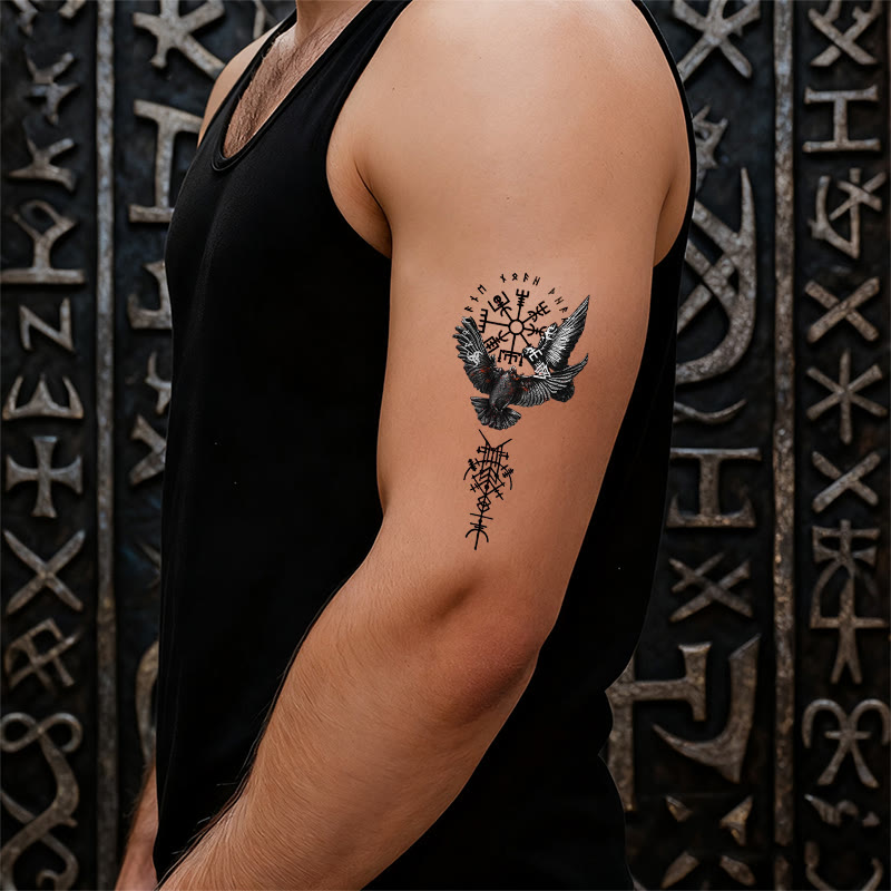 WorldNorse Viking Dark Rune Raven Emblem Waterproof Tattoo Stickers - image 5