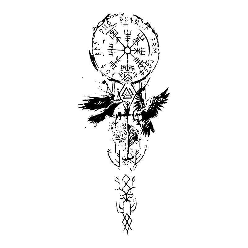 WorldNorse Mythic Rune Raven Waterproof Tattoo Stickers - Zwei Teile - image 0