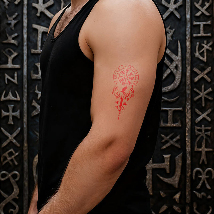 WorldNorse Rune Raven Yggdrasil Wasserdichte Tattoo-Aufkleber - image 5