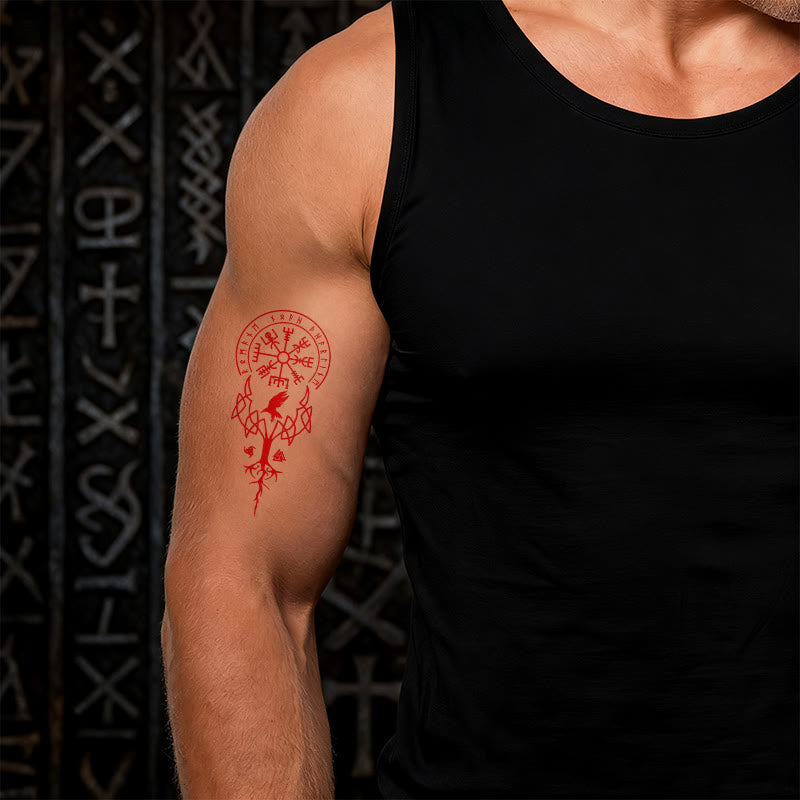 WorldNorse Rune Raven Yggdrasil Wasserdichte Tattoo-Aufkleber - image 1
