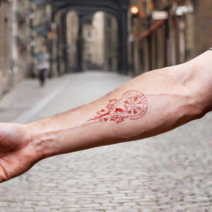 WorldNorse Rune Raven Yggdrasil Wasserdichte Tattoo-Aufkleber - image 6